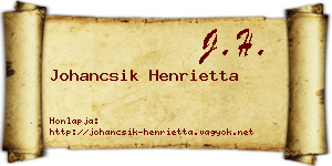 Johancsik Henrietta névjegykártya